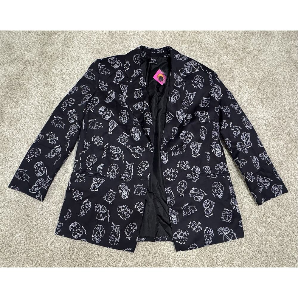 Dressed in LALA Black Zodiac Astrology Graphic Blazer Jacket Celestial Sz Medium - Picture 2 of 9